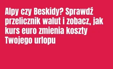 Obraz do artykułu: Alpy czy Beskidy? Sprawdź przelicznik walut i zobacz, jak kurs euro zmienia koszty Twojego urlopu