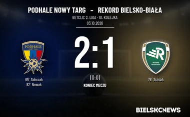 [PIŁKA NOŻNA] Betclic 2. liga: Podhale Nowy Targ – Rekord Bielsko-Biała 2:1. Nowak rozstrzygnął mecz w 82. minucie