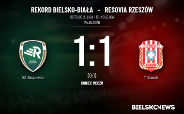 [PIŁKA NOŻNA] Rekord Bielsko-Biała – Resovia Rzeszów 1:1 w Betclic 2. lidze. Kasprowicz uratował remis gospodarzy