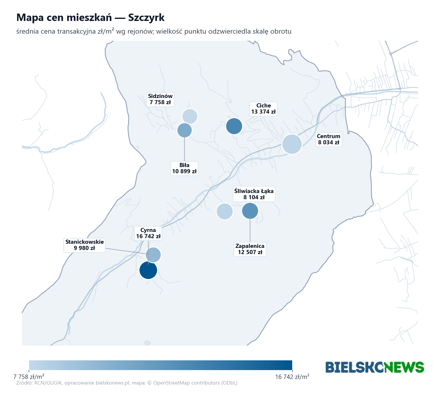 Mapa cen mieszkań - Szczyrk