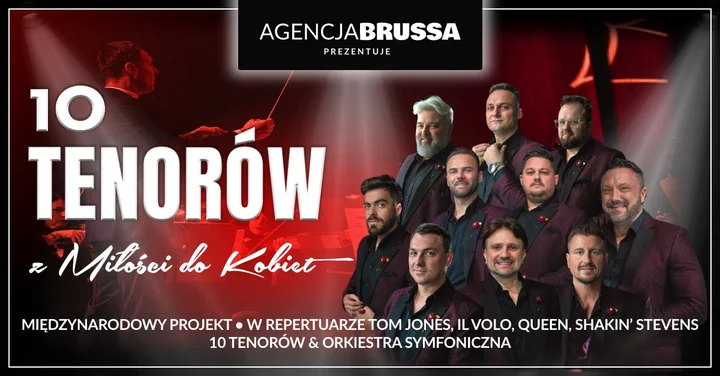 Grafika promocyjna wydarzenia 10 Tenorów — Z miłości do kobiet w Bielsku-Białej