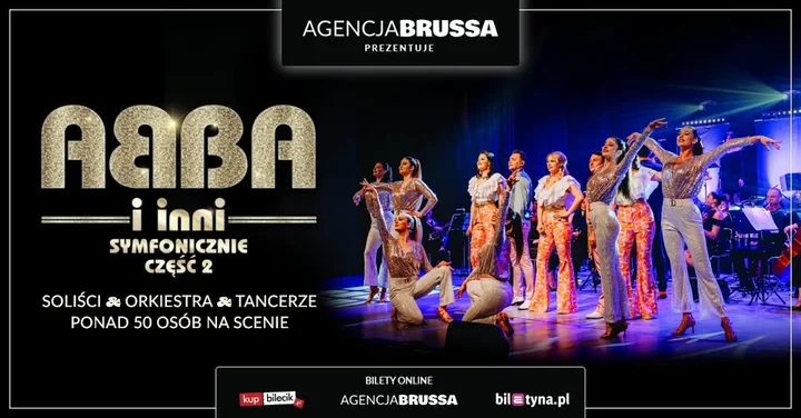 Grafika promocyjna wydarzenia ABBA i INNI Symfonicznie II — koncert symfoniczny w Bielsku-Białej