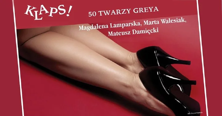 Grafika promocyjna wydarzenia Klaps! 50 twarzy Greya — parodia muzyczna w Bielsko-Białej