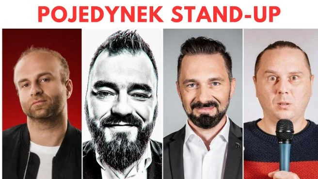 Grafika promocyjna wydarzenia Pojedynek Stand-up: Korólczyk, Kaczmarczyk, Gajda, Wojciech w Bielsku-Białej