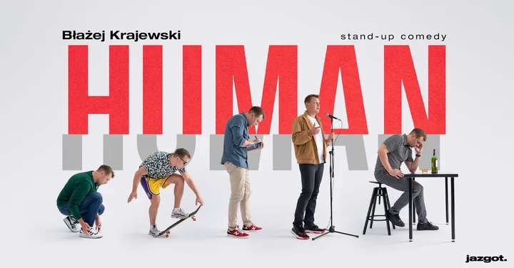 Grafika promocyjna wydarzenia Błażej Krajewski — Stand-up Human w Bielsku-Białej