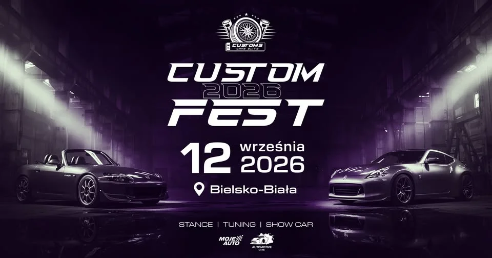 Grafika promocyjna wydarzenia Custom Fest 2026 w Bielsku-Białej