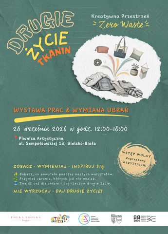 Grafika promocyjna wydarzenia Drugie życie tkanin – zobacz, wymieniaj, zainspiruj się