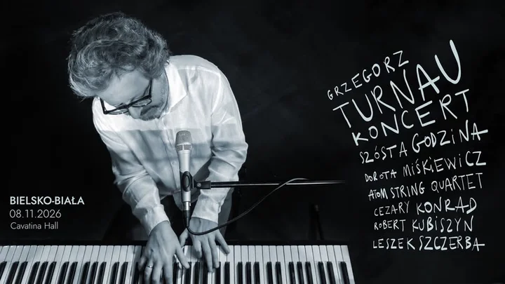 Grafika promocyjna wydarzenia Grzegorz Turnau „Szósta Godzina” — trasa koncertowa 2026 w Bielsko‑Białej
