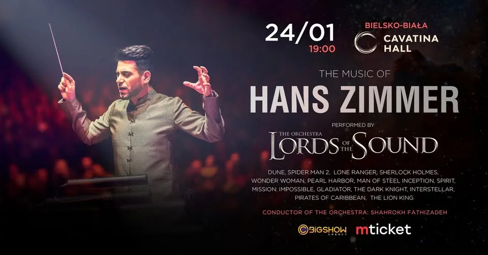 Obrazek przedstawia grafikę promocyjną wydarzenia Koncert muzyki filmowej Hansa Zimmera w Bielsku-Białej