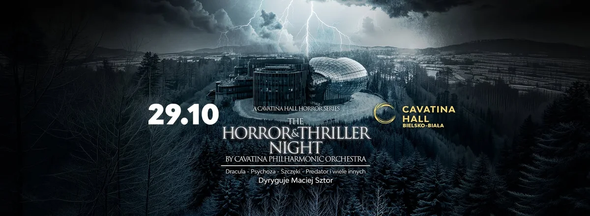 Grafika promocyjna wydarzenia Horror and Thriller Night – mroczny koncert filmowy