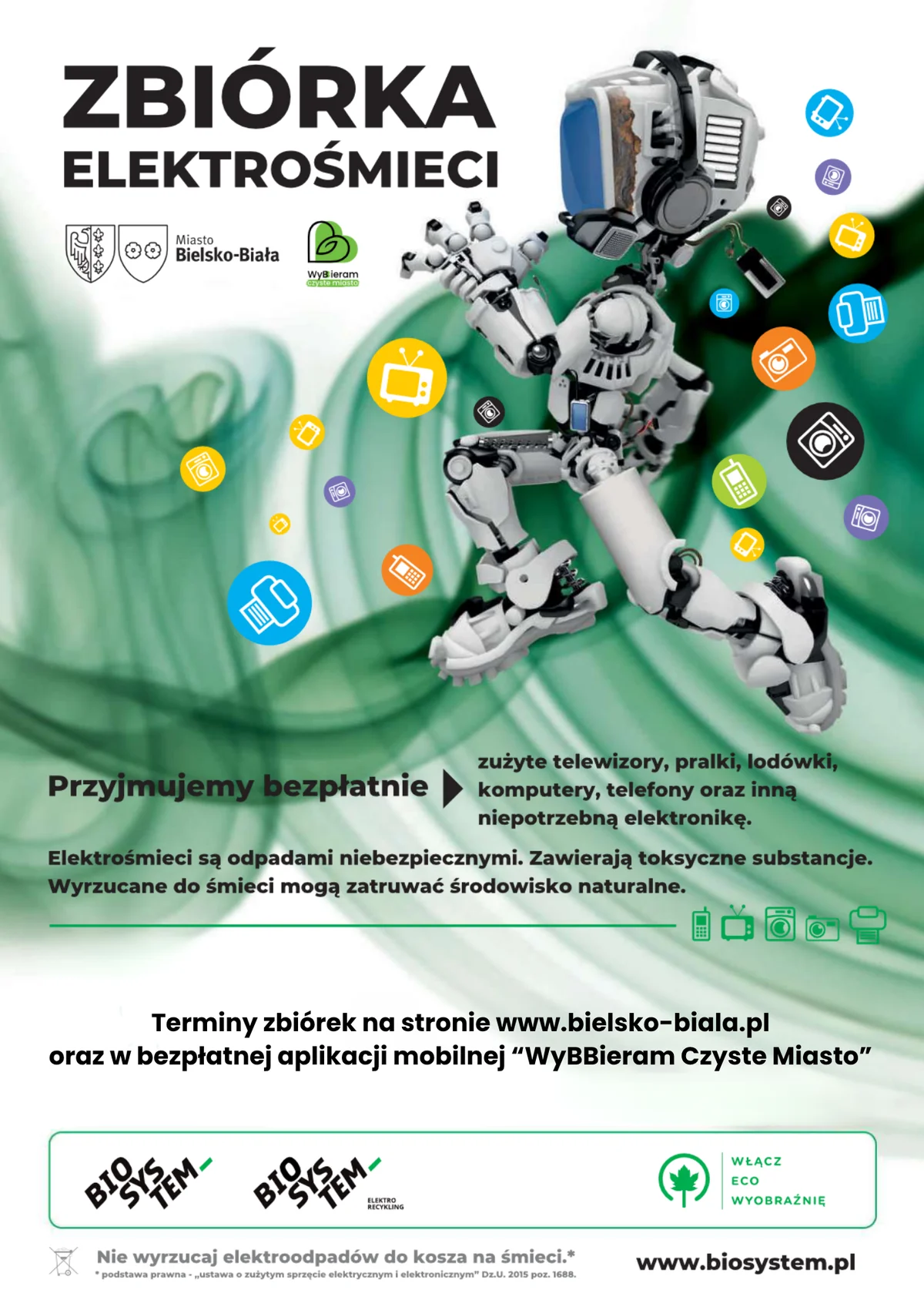 Grafika promocyjna wydarzenia Jesienna edycja mobilnych zbiórek zużytego sprzętu elektrycznego i elektronicznego