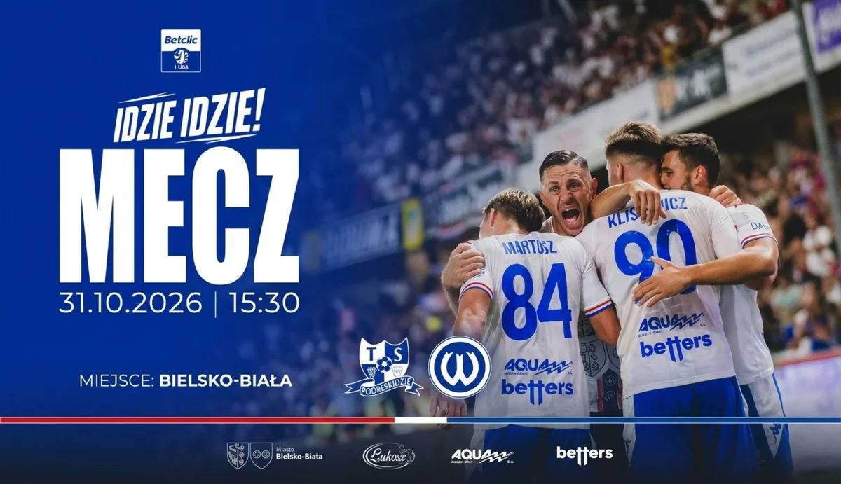 Grafika promocyjna wydarzenia Mecz TS Podbeskidzie Bielsko-Biała – Warta Poznań