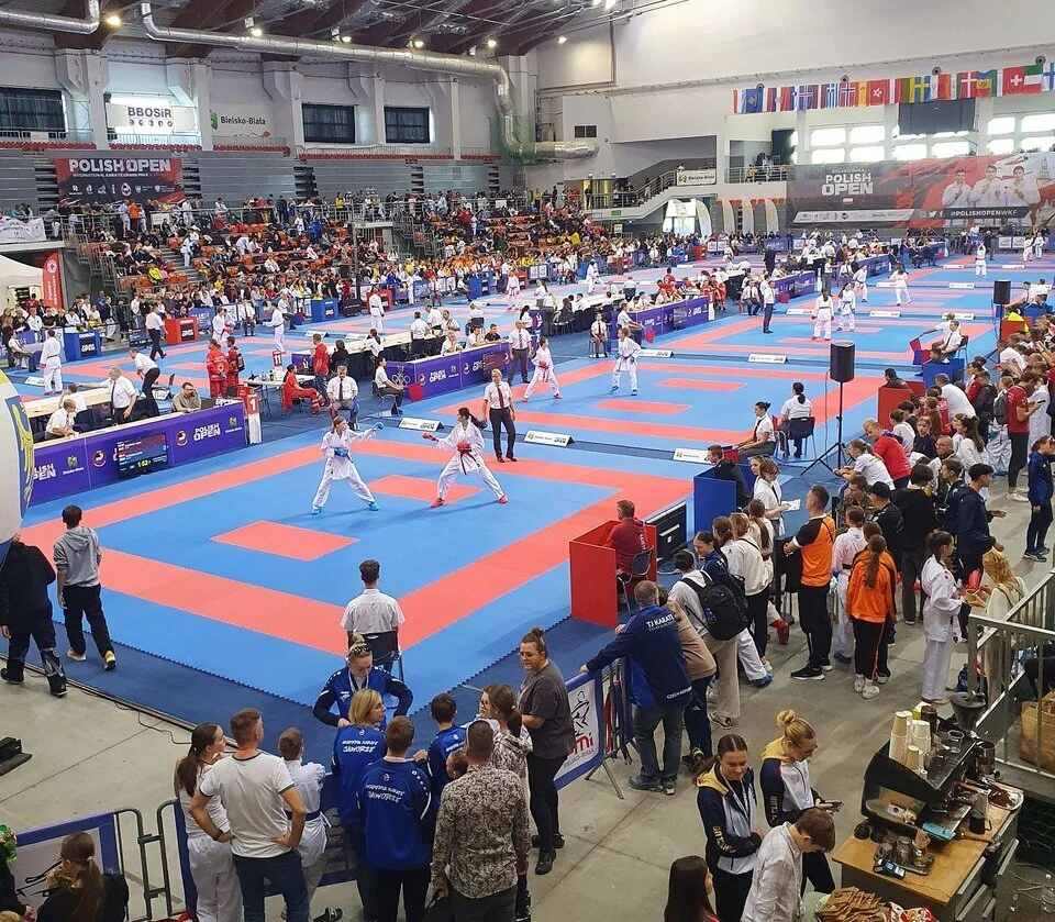 Grafika promocyjna wydarzenia Mistrzostwa Świata Juniorów, Kadetów i U21 w karate WKF