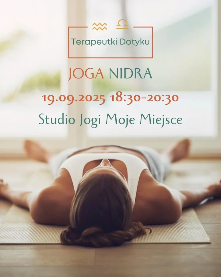 Obrazek przedstawia grafikę promocyjną wydarzenia Sessja głębokiego relaksu z Jogą Nidrą w Bielsku-Białej