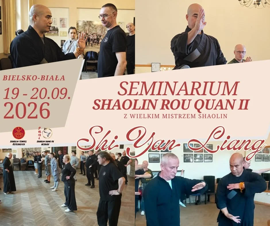 Grafika promocyjna wydarzenia Seminarium Shaolin Rou Quan II w Bielsku-Białej