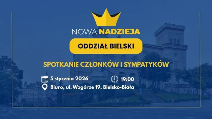 Grafika promocyjna wydarzenia Spotkanie sympatyków Nowej Nadziei w Bielsku-Białej