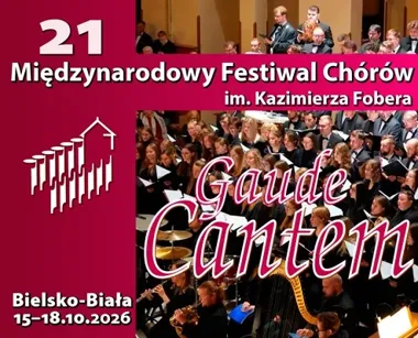 Grafika promocyjna wydarzenia 21. Międzynarodowy Festiwal Chórów im. Kazimierza Fobera „Gaude Cantem”