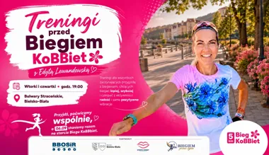 Grafika promocyjna wydarzenia Wspólne treningi z Edytą Lewandowską przed Biegiem KoBBiet