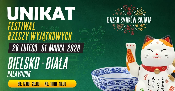 Grafika promocyjna wydarzenia UNIKAT — Festiwal Rzeczy Wyjątkowych w Bielsku-Białej