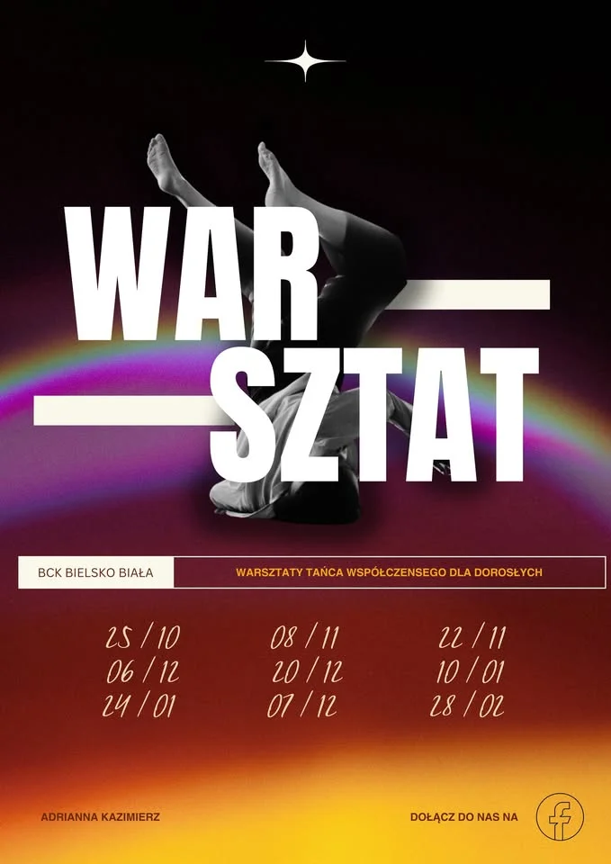 Grafika promocyjna wydarzenia WAR-SZTAT — warsztaty tańca współczesnego dla dorosłych w Bielsku-Białej