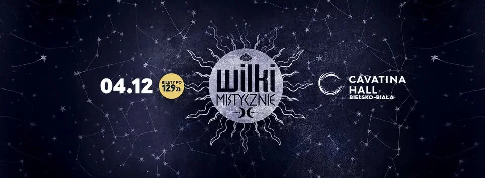 Grafika promocyjna wydarzenia Wilki Mistycznie – 35-lecie zespołu w Bielsku-Białej