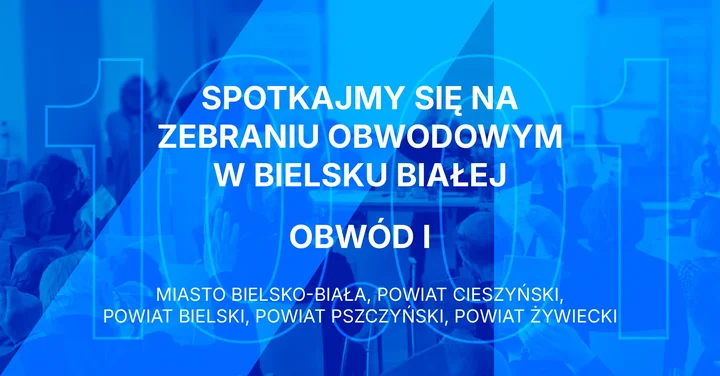 Grafika promocyjna wydarzenia Zebranie Obwodowe Architektów SLOIA – Bielsko‑Biała (Obwód I)