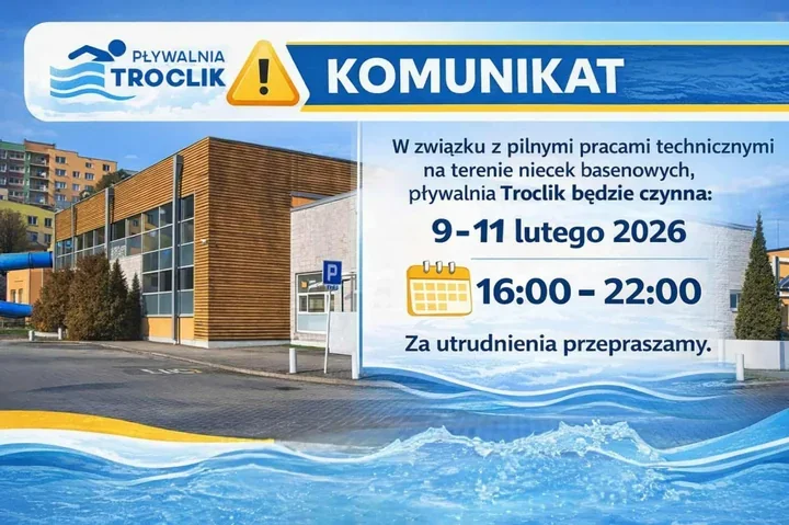 Troclik ogranicza działalność na kilka dni - pływalnia dostępna wieczorami