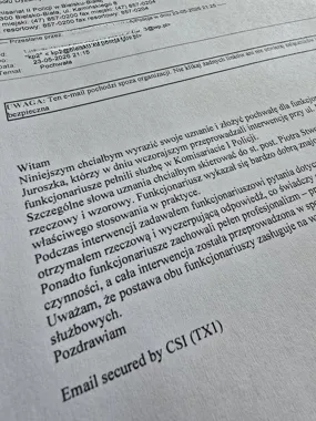 List z podziękowaniem ujawnił, jak oceniono interwencję policjantów z Bielska-Białej
