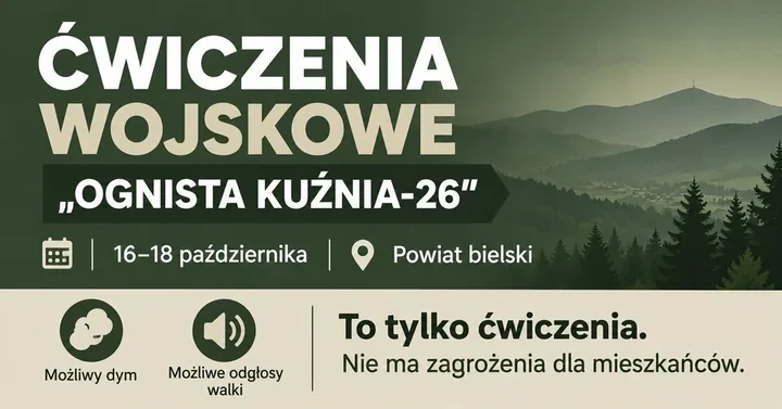 Dym i odgłosy walki w powiecie bielskim. Wojsko zapowiada ćwiczenia